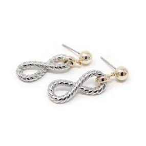 Two Tone Cable Infinity Post Earrings