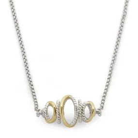 Two Tone Crossover Rings Pendant Necklace