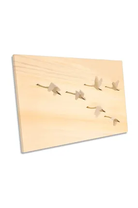 Wall Art & Pictures | Group Formation Swans Flight Sunset Birds Canvas Wall Art Picture Print | CanvasGeeks