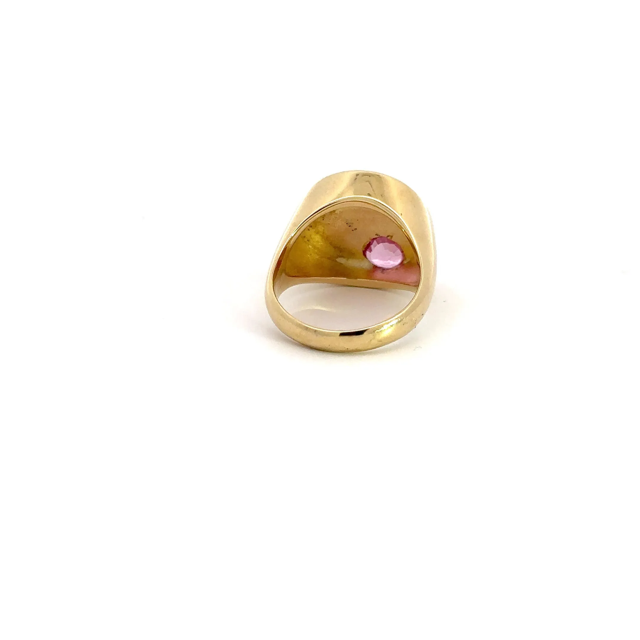 WD1074 14kt Diamond and Pink Sapphire Signet Ring