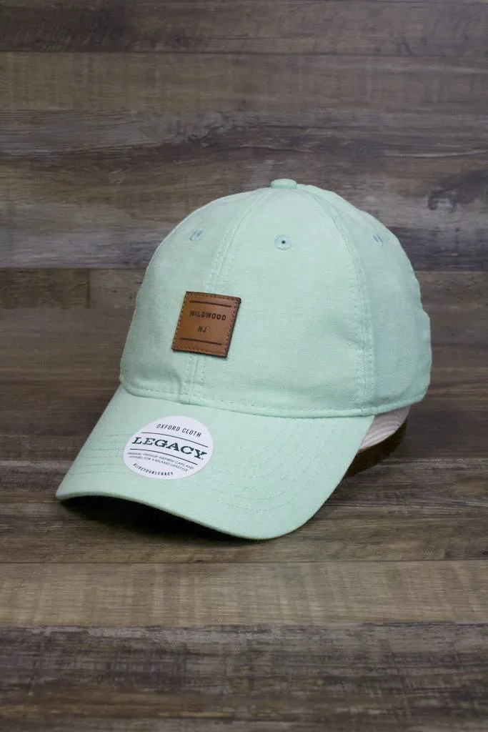 Wildwood Hat | Wildwood NJ Mint Oxford Leather Square Patch Baseball Cap