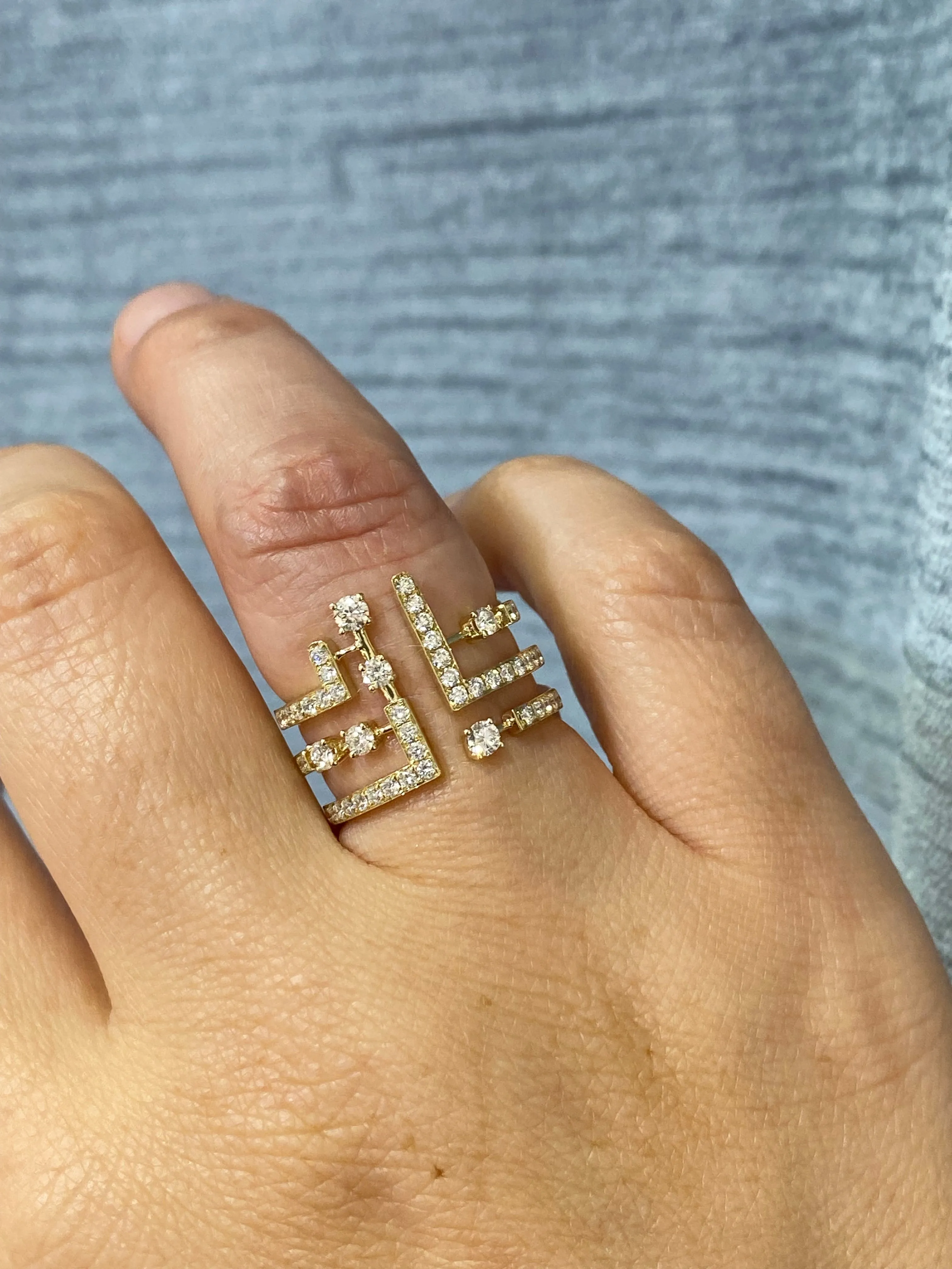 Yellow Gold Asymmetrical Diamond Ring