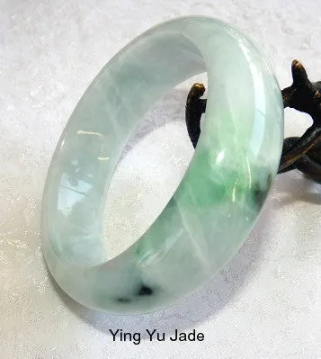 Ying Yu's Jewelry Box Wide Free Spirit Burmese Jadeite Bangle Bracelet 58 mm (fits like 54-55 mm) BB2935)