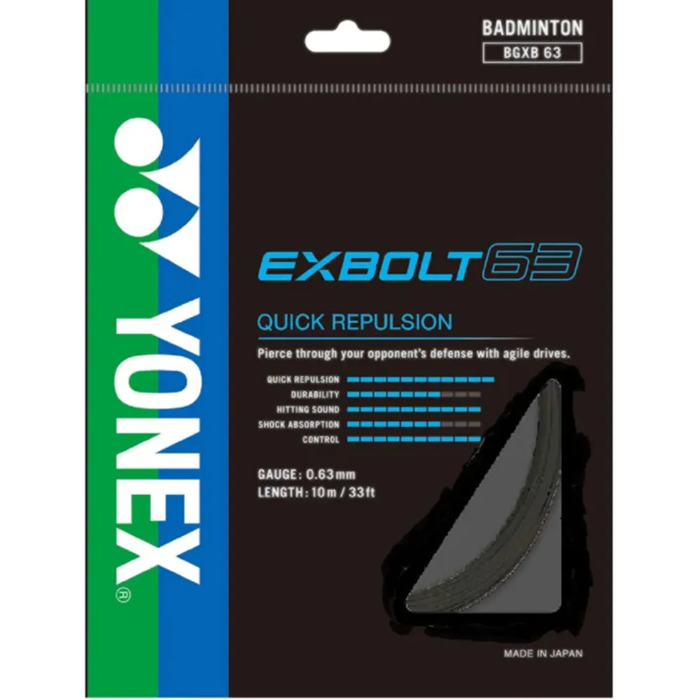 YONEX Exbolt 63 Badminton String (Black)