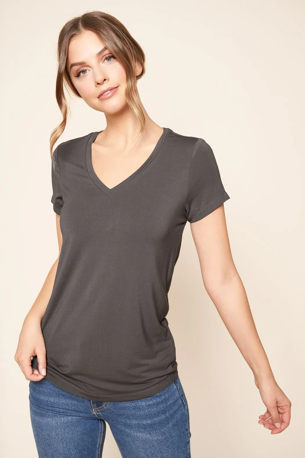 Your Favorite Jersey Knit V Neck T Shirt